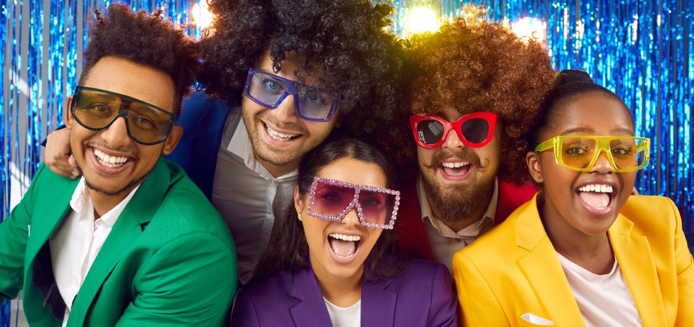 Open-air photo booth backdrop set up for a party