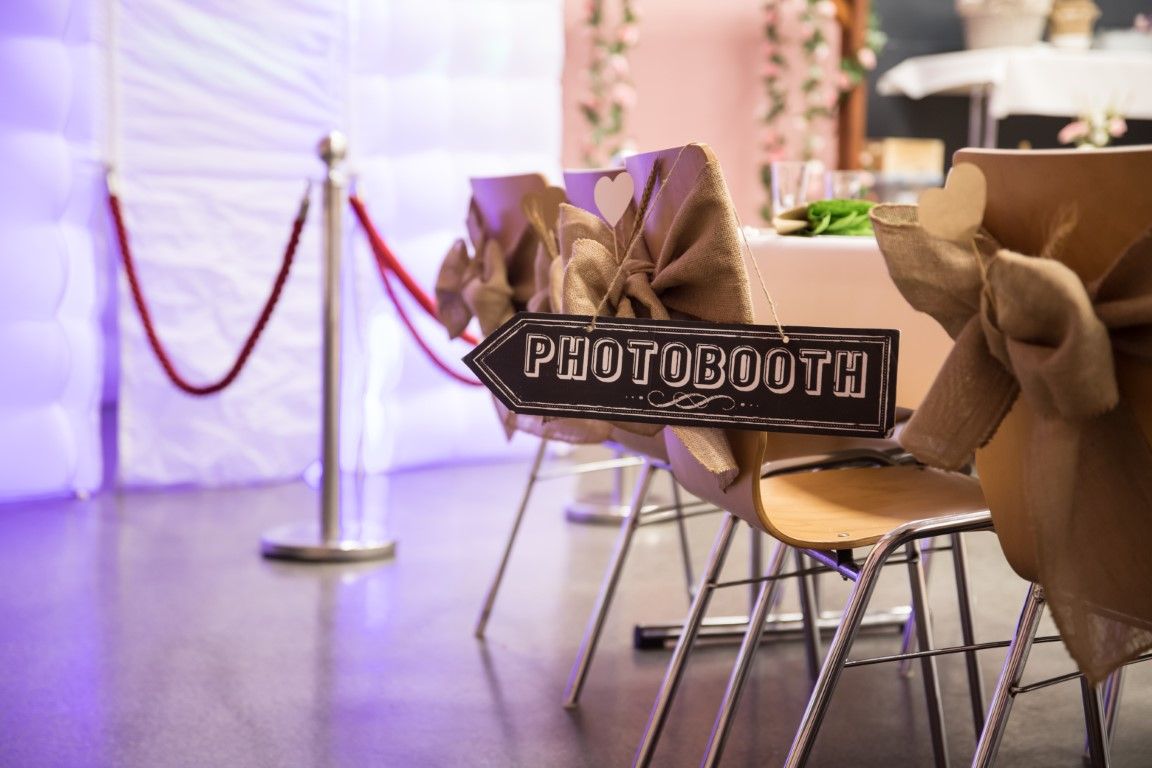 Guest on a 360 photo booth platform at a Danbury event